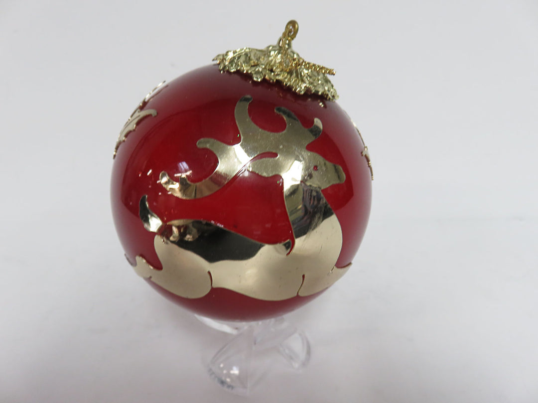 Red With Gold Overlay Ornament Set