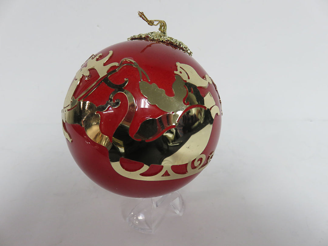 Red With Gold Overlay Ornament Set