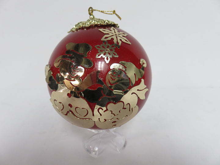 Red With Gold Overlay Ornament Set