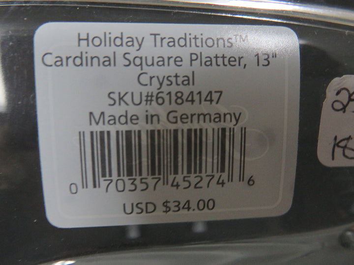 Holiday Traditions Square Crystal Platter