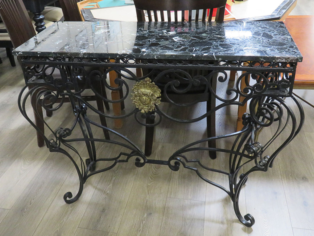 Wrought Iron & Marble Console Table