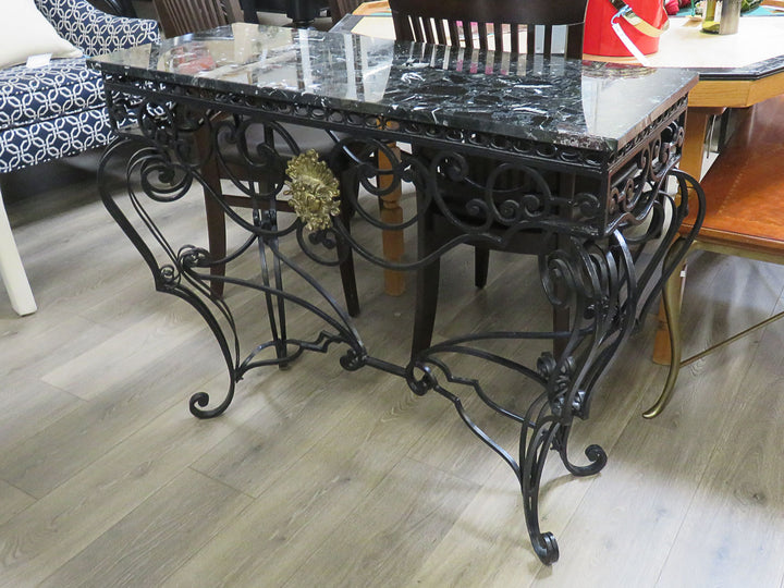 Wrought Iron & Marble Console Table