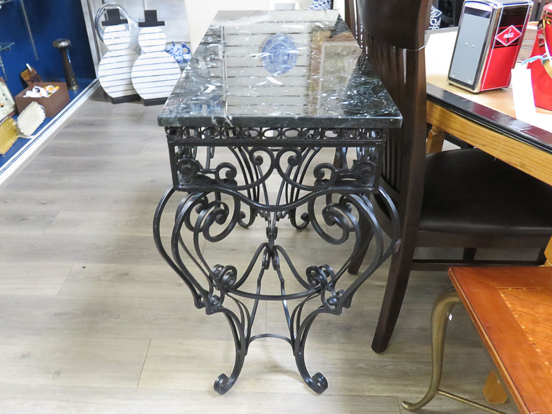 Wrought Iron & Marble Console Table