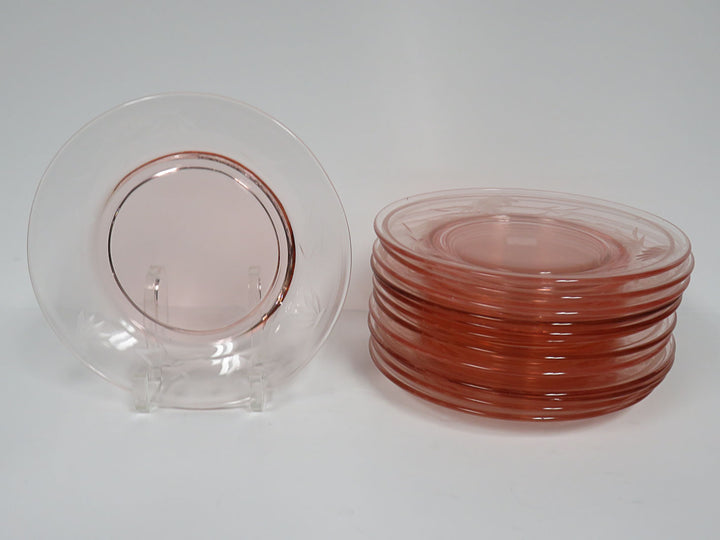 Pink Glass Dessert Plate Set
