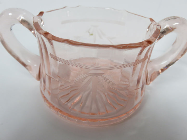 Pink Glass Cream & Sugar