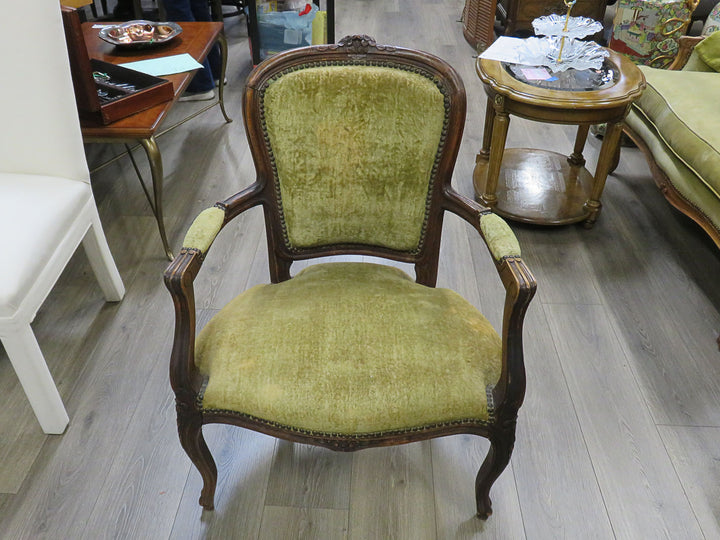 Antique Velvet Arm Chair