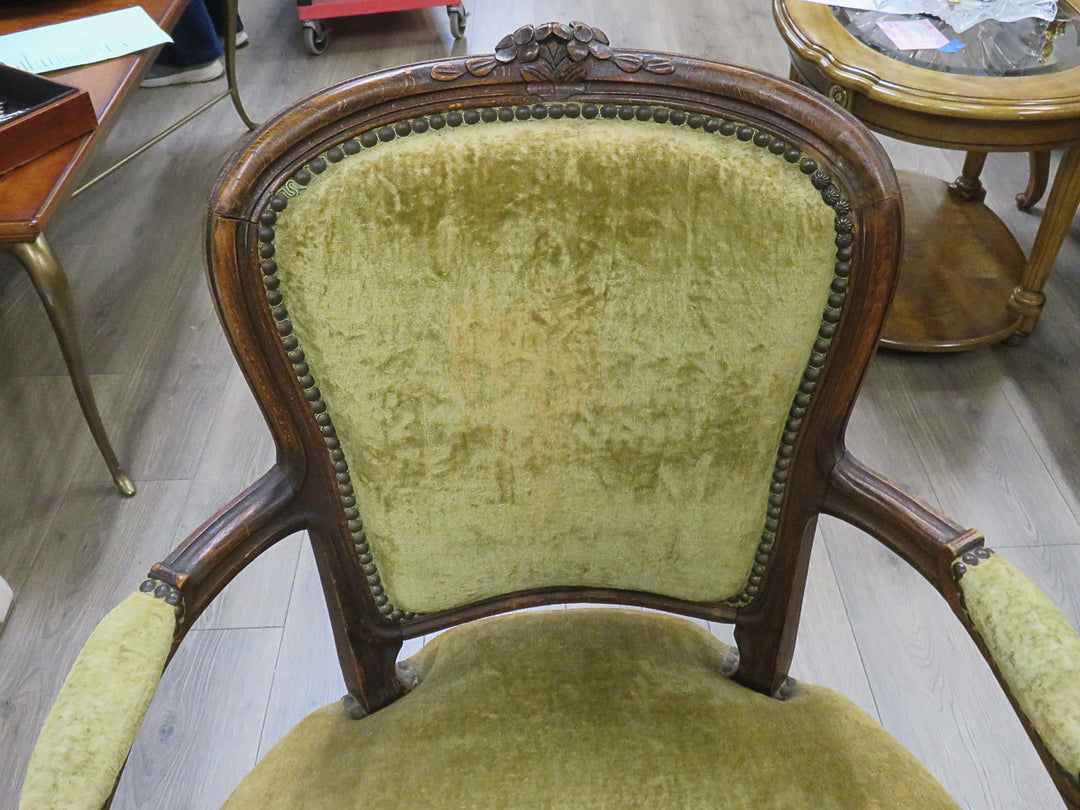 Antique Velvet Arm Chair