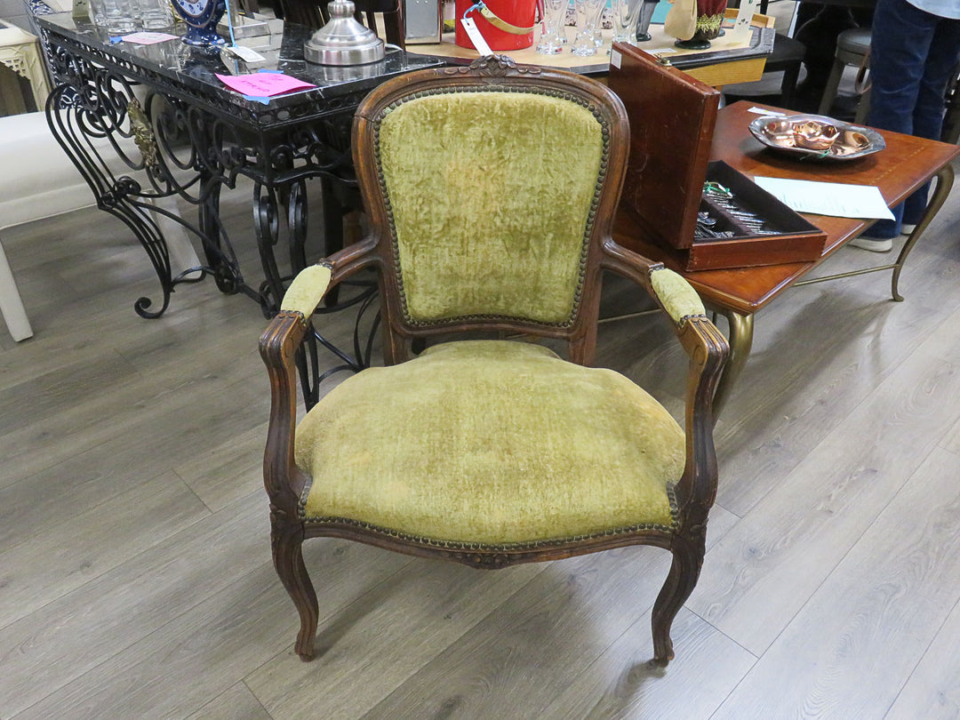 Antique Velvet Arm Chair