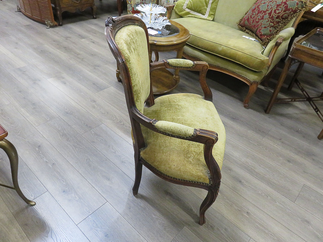 Antique Velvet Arm Chair