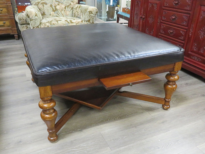 Walter E. Smithe Black Faux  Leather Ottoman