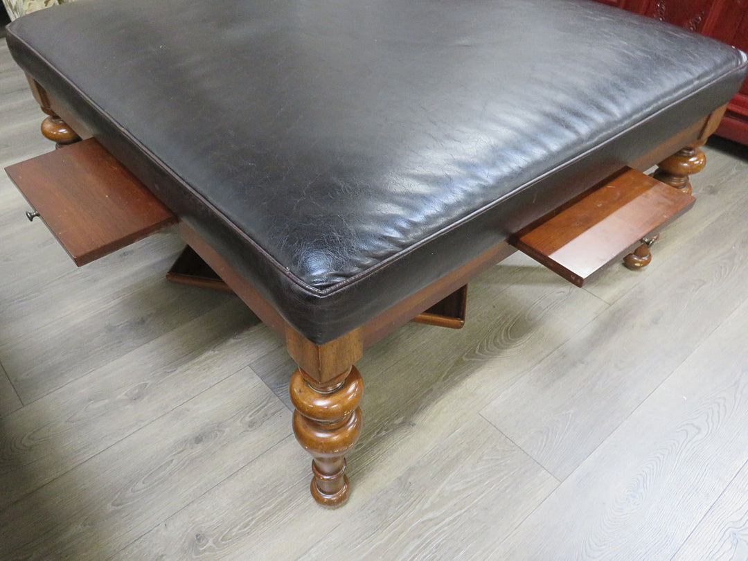 Walter E. Smithe Black Faux  Leather Ottoman