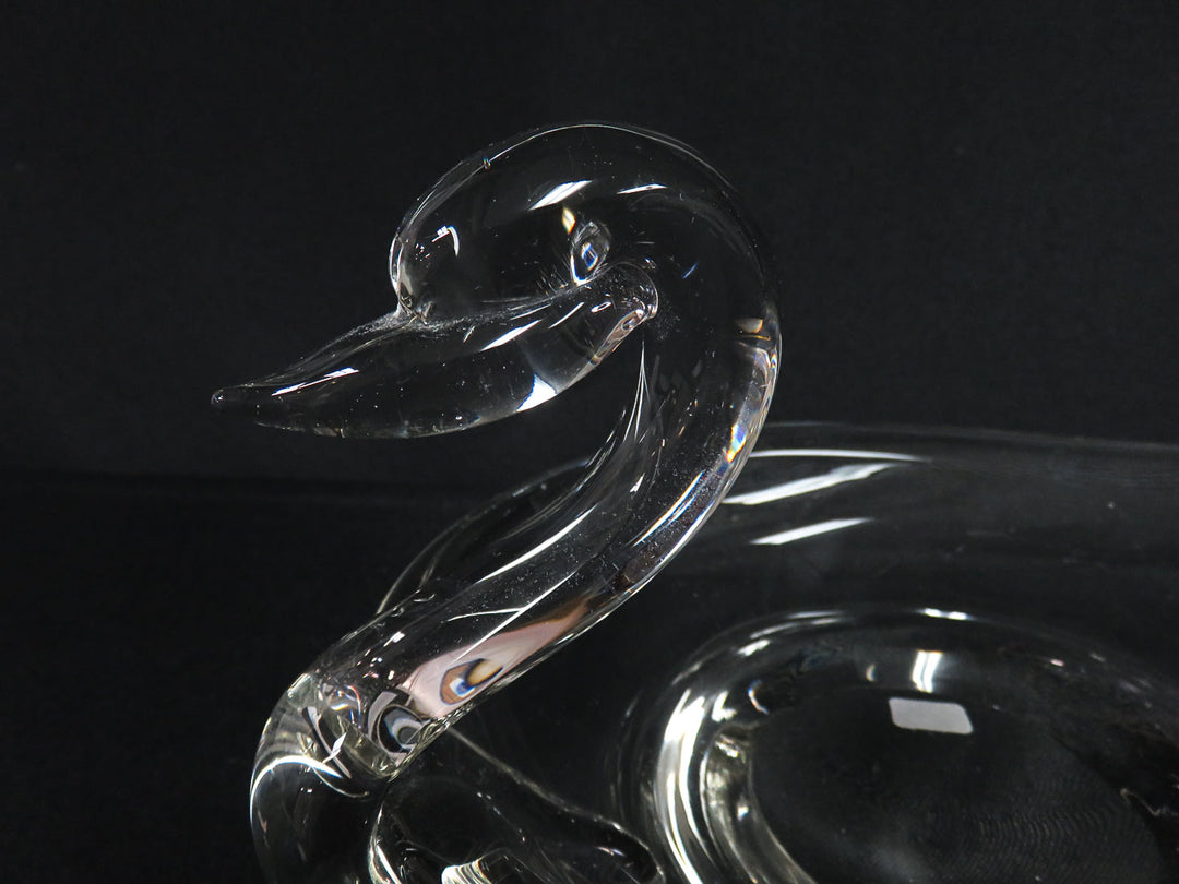 Hand Blown Glass Swan Bowl