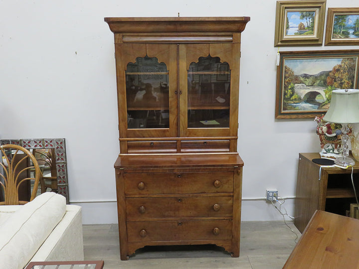 Antique Burled Wood Secretary Desk