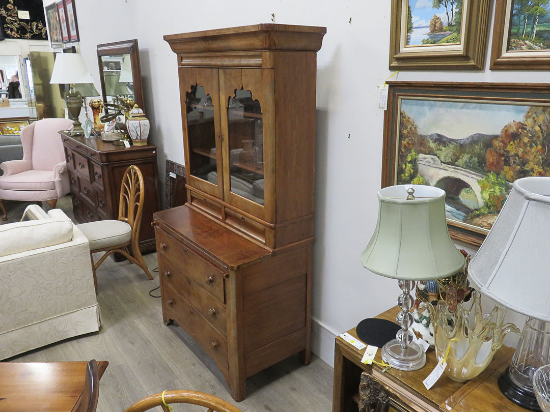 Antique Burled Wood Secretary Desk