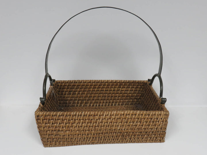 Metal Handed Twig Basket