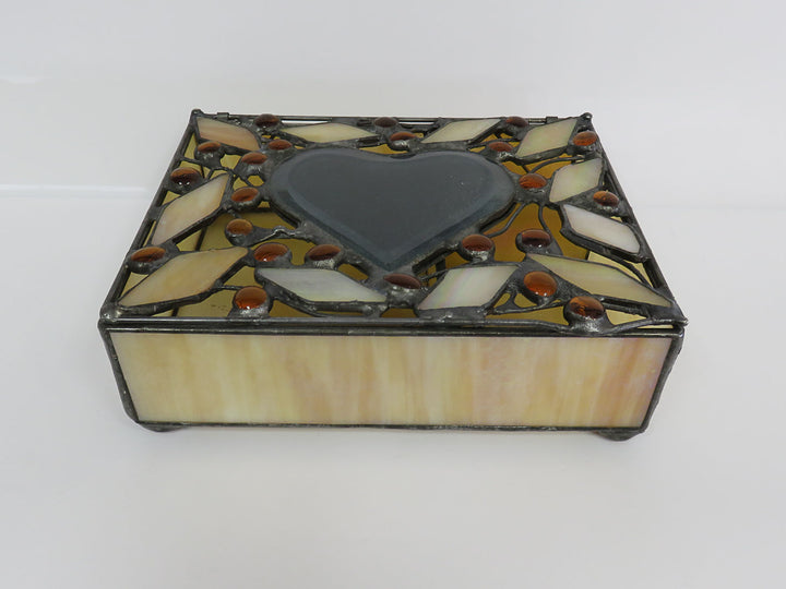 Artisan Leaded Glass Heart Box