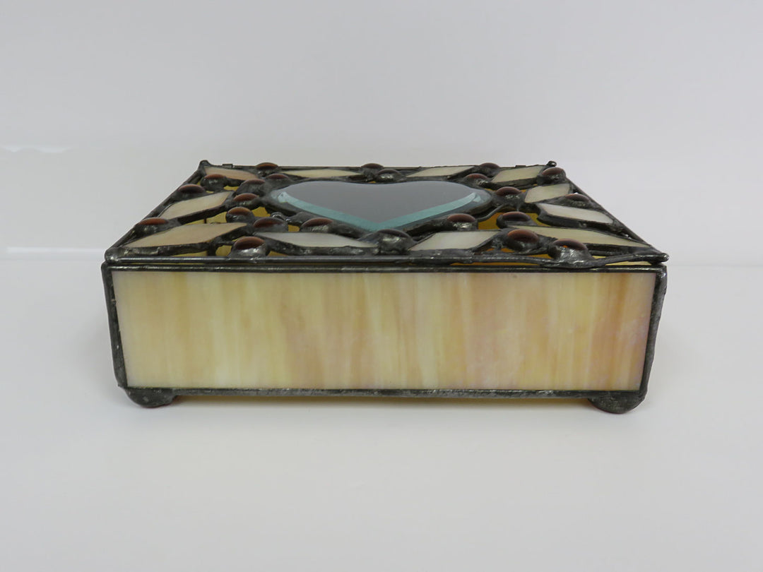 Artisan Leaded Glass Heart Box