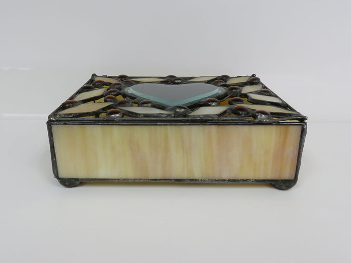 Artisan Leaded Glass Heart Box