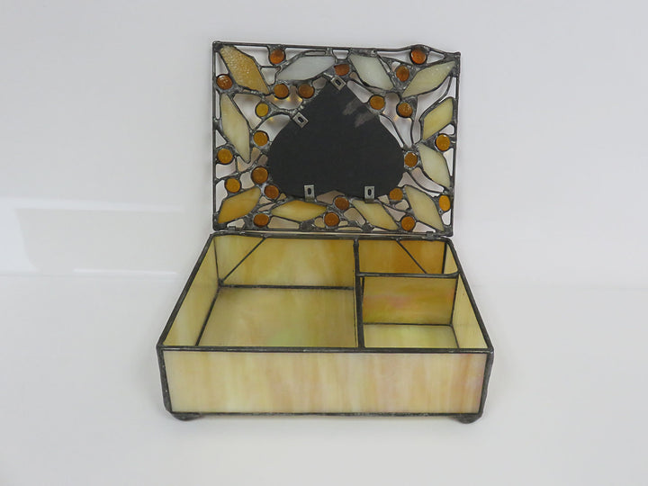 Artisan Leaded Glass Heart Box