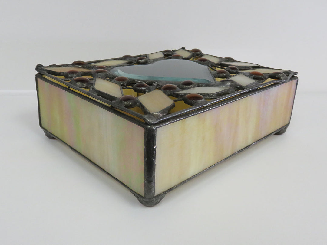 Artisan Leaded Glass Heart Box