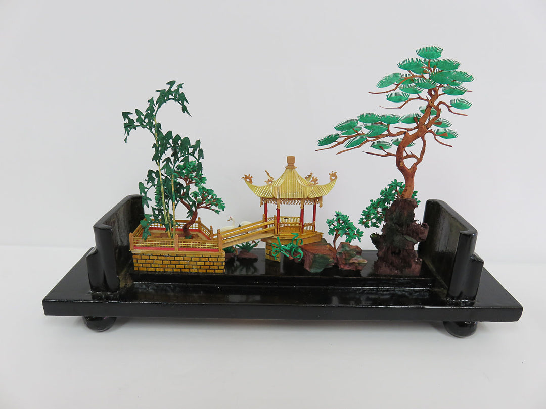 Intricately Carved Chinese Cork Diorama