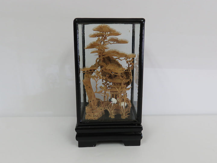 Intricately Carved Chinese Cork Diorama