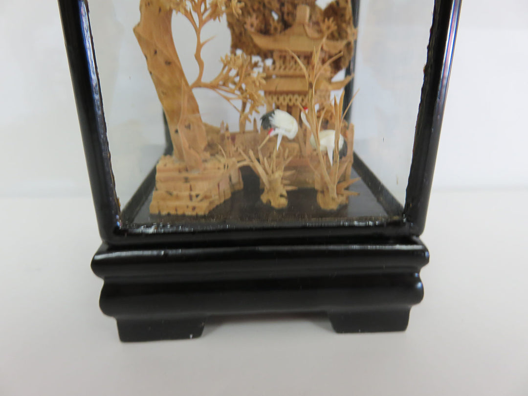 Intricately Carved Chinese Cork Diorama