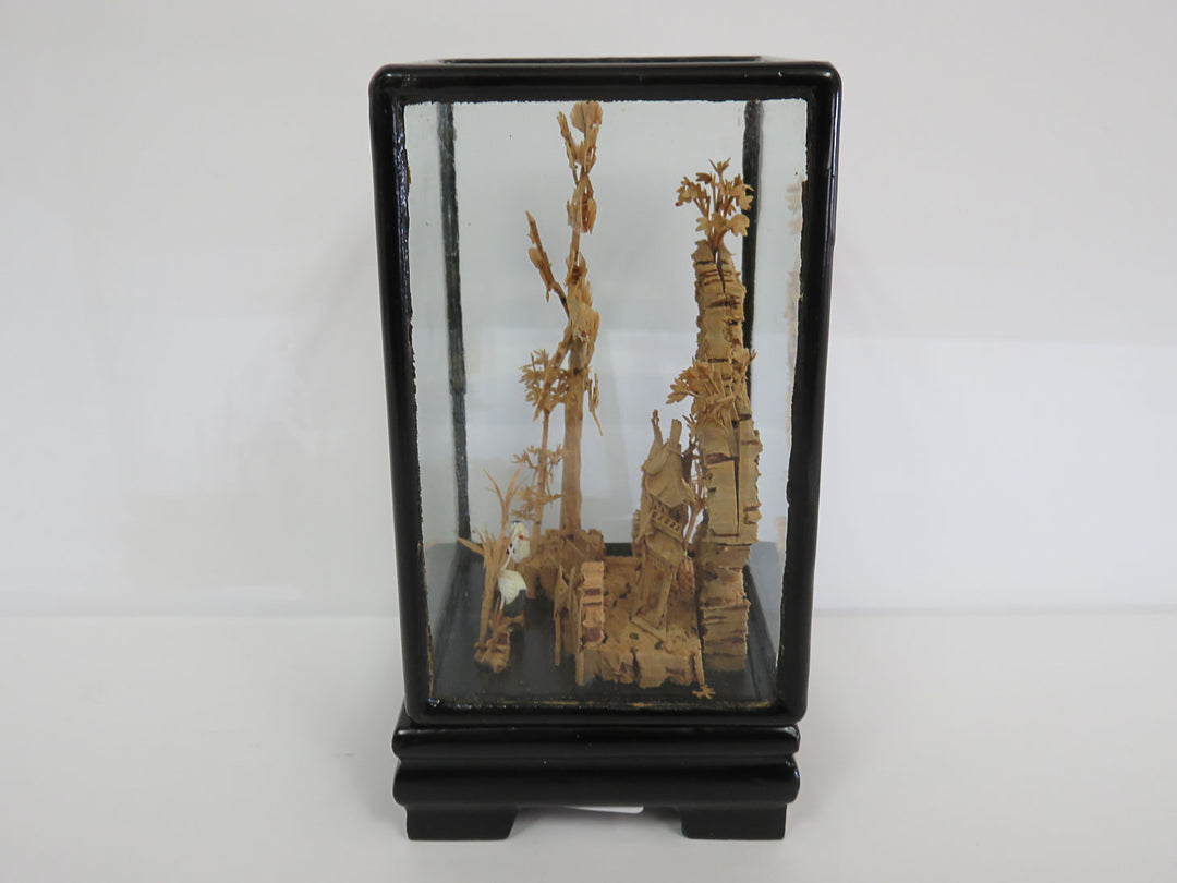 Intricately Carved Chinese Cork Diorama