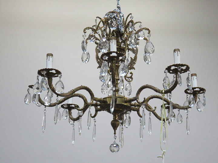 Eight Light Brass Chandelier