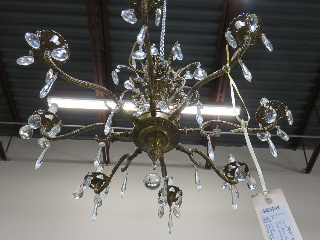 Eight Light Brass Chandelier