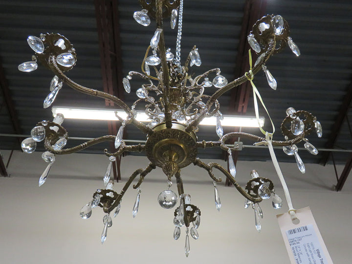 Eight Light Brass Chandelier