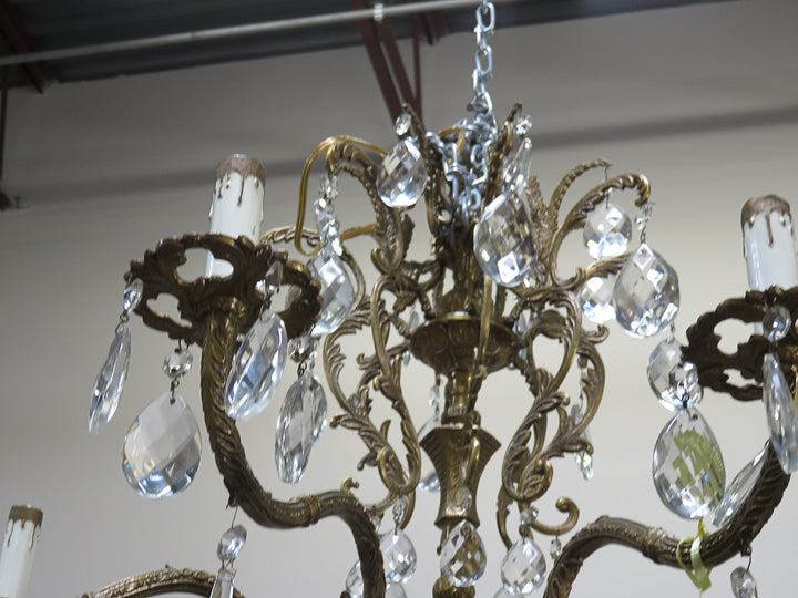 Eight Light Brass Chandelier