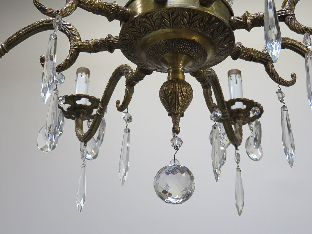Eight Light Brass Chandelier
