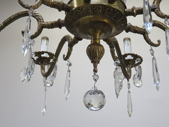 Eight Light Brass Chandelier