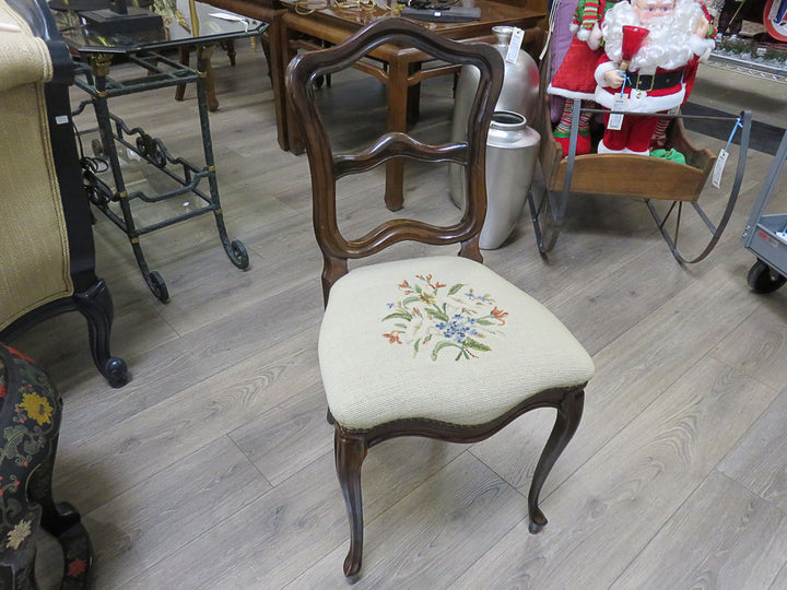 Vintage Needlepoint Side Chair