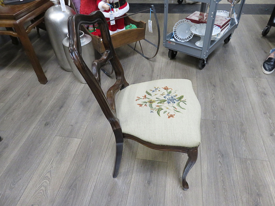 Vintage Needlepoint Side Chair