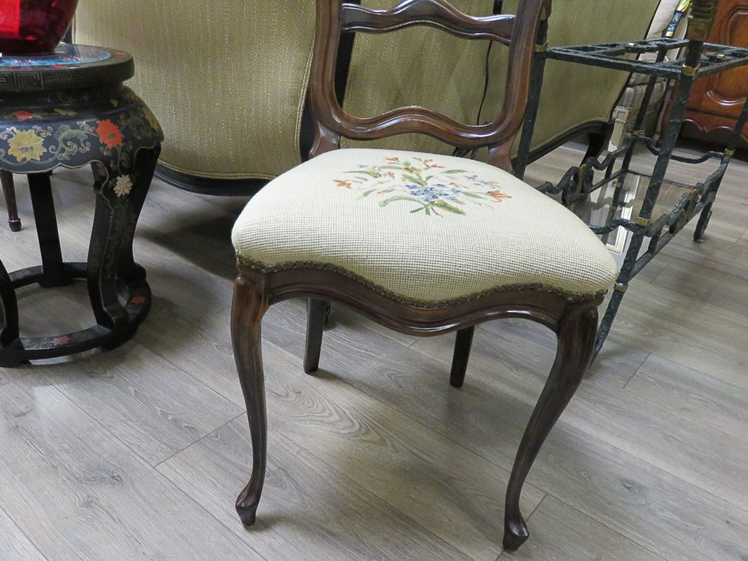 Vintage Needlepoint Side Chair