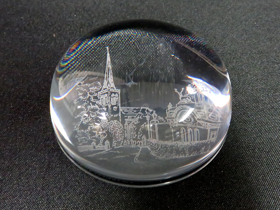 Etched Glass Dome Paperweight