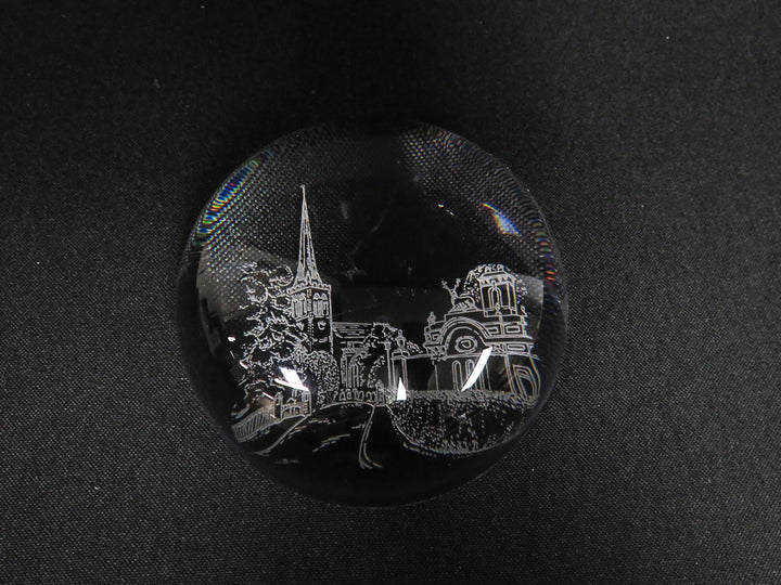 Etched Glass Dome Paperweight
