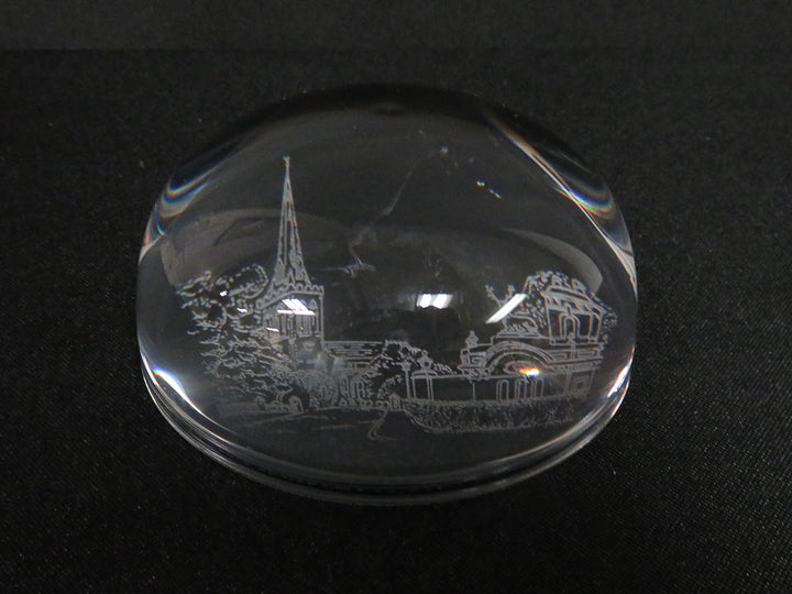 Etched Glass Dome Paperweight