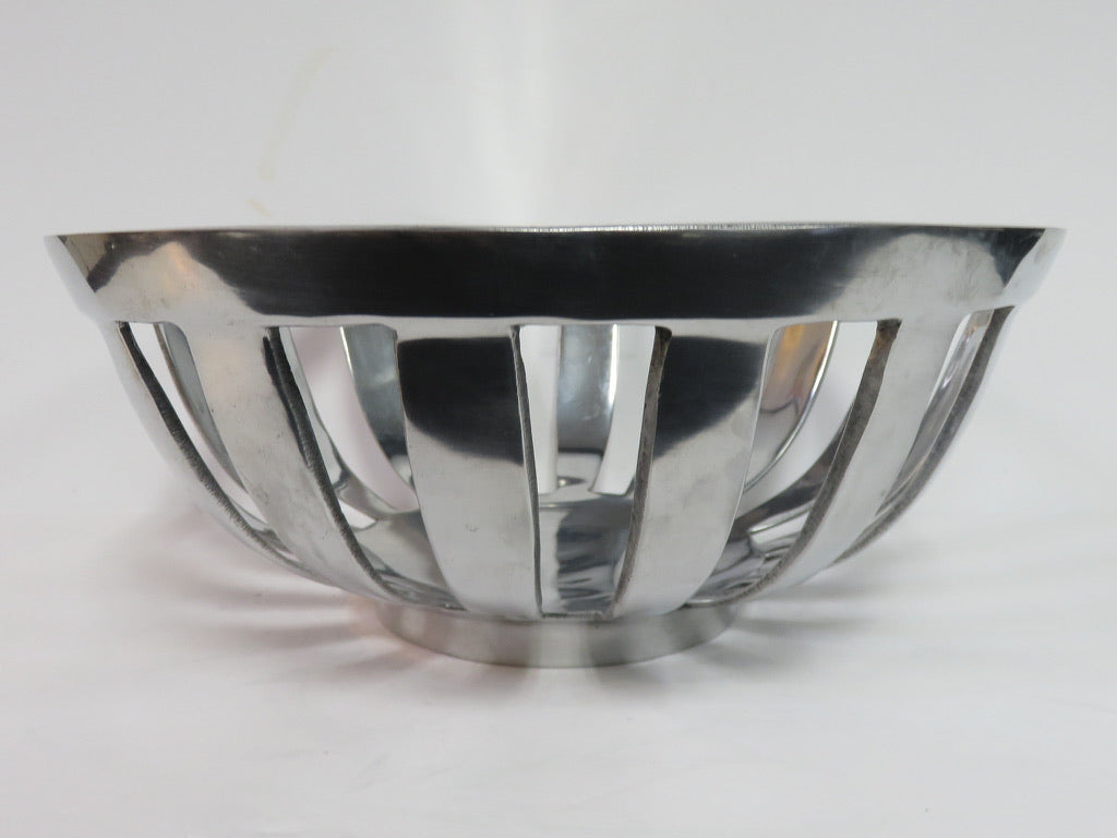 Slotted Silver Tone Bowl