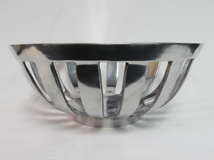 Slotted Silver Tone Bowl