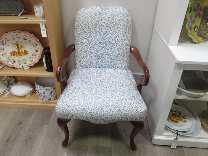 Blue & White Print Arm Chair