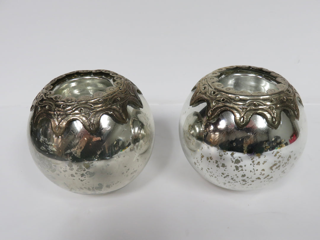 Pair Mercury Glass Candleholders