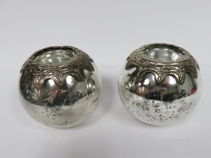 Pair Mercury Glass Candleholders