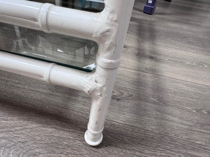 White Bamboo Look End Table