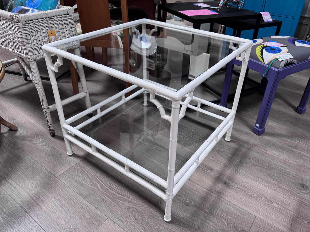 White Bamboo Look End Table