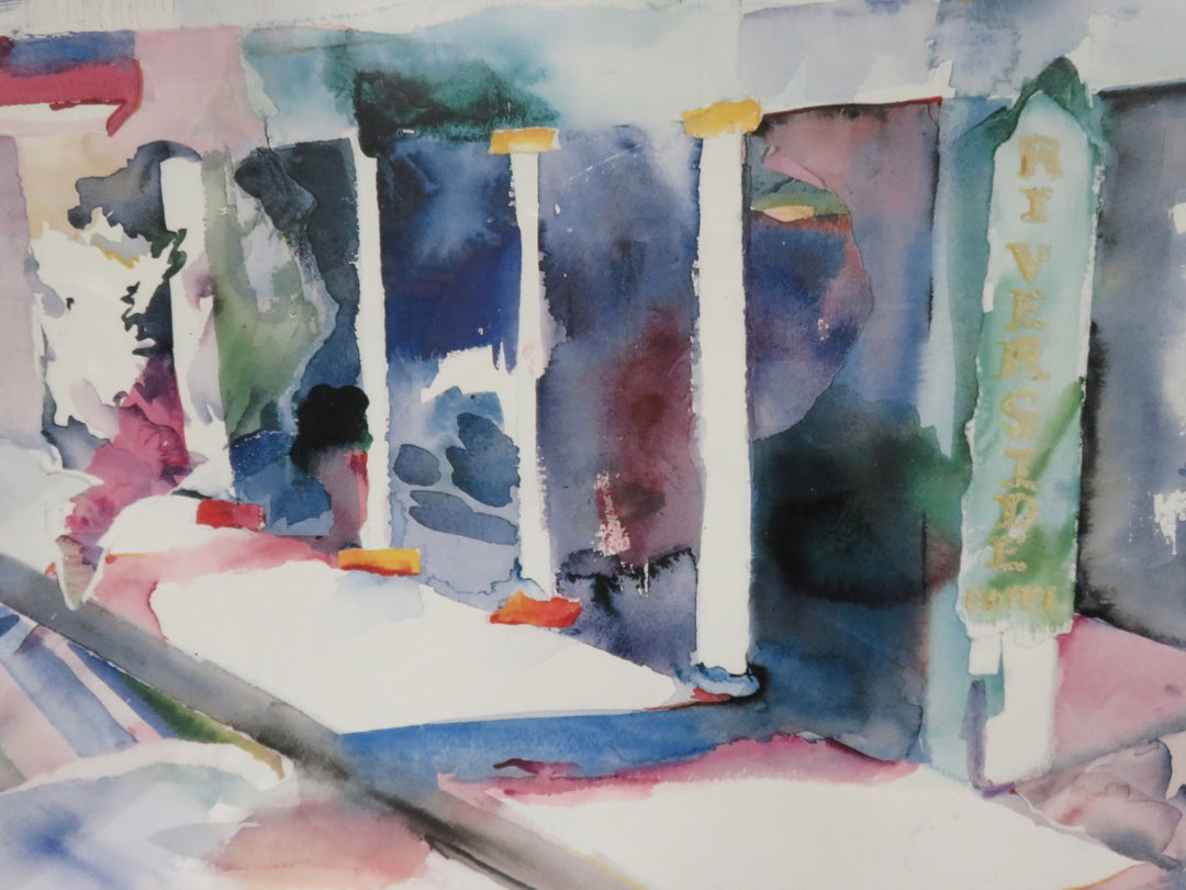 Historic Riverside Hotel Watercolor Print