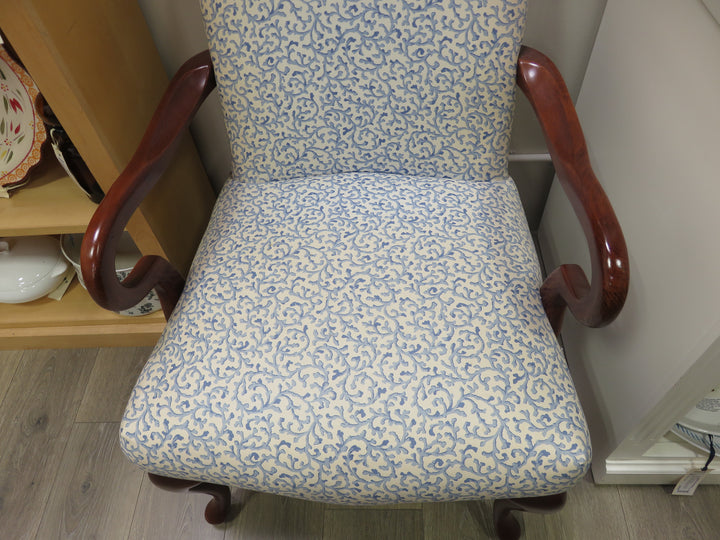 Blue & White Print Arm Chair