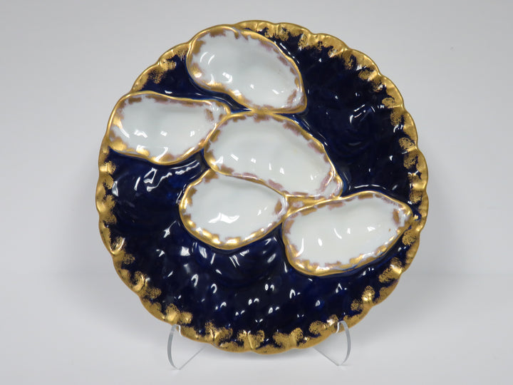Antique Cobalt Oyster Plate